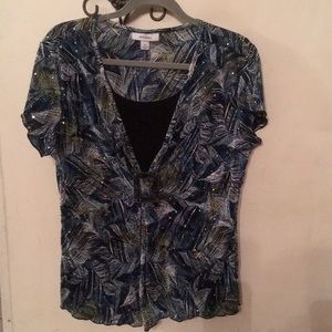 Women’s top Dress Barn Size XL blue/black glitters